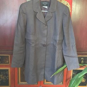 Auth CHANEL SUIT 100% Linen Jacket & Skirt size 38